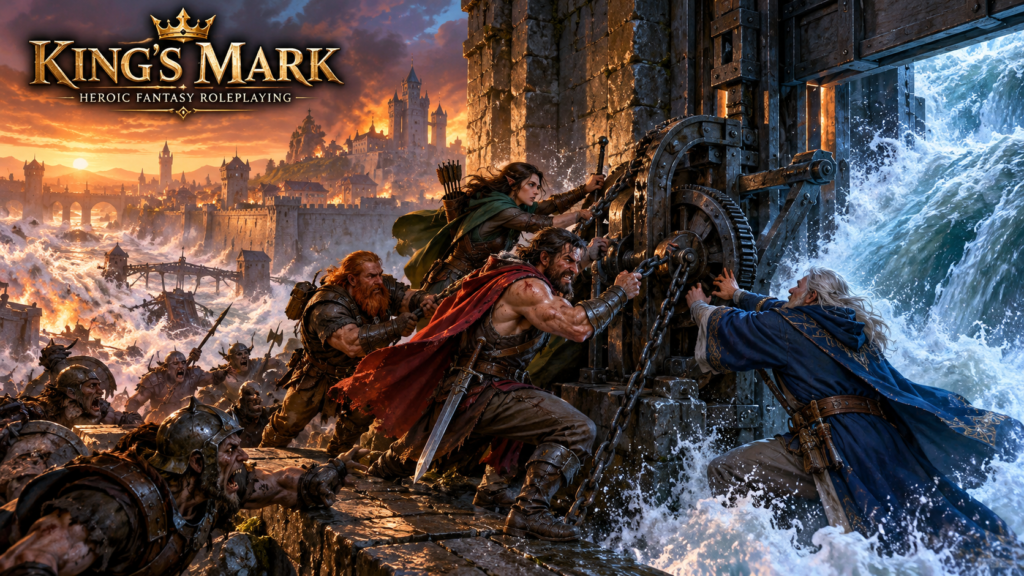 Fantasy Heroes - Action Scene - Dam Water Flood Disaster