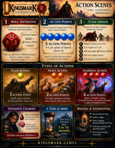 Infographic - Initiative - Action Points - Waiting to Interrupt - No Kingsmark TTRPG